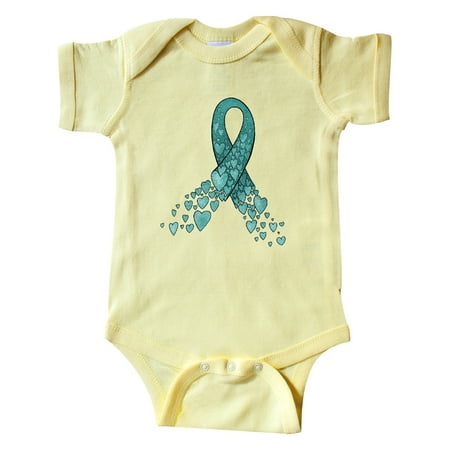 

Inktastic Ovarian Cancer Awareness Teal Ribbon Made of Hearts Gift Baby Boy or Baby Girl Bodysuit