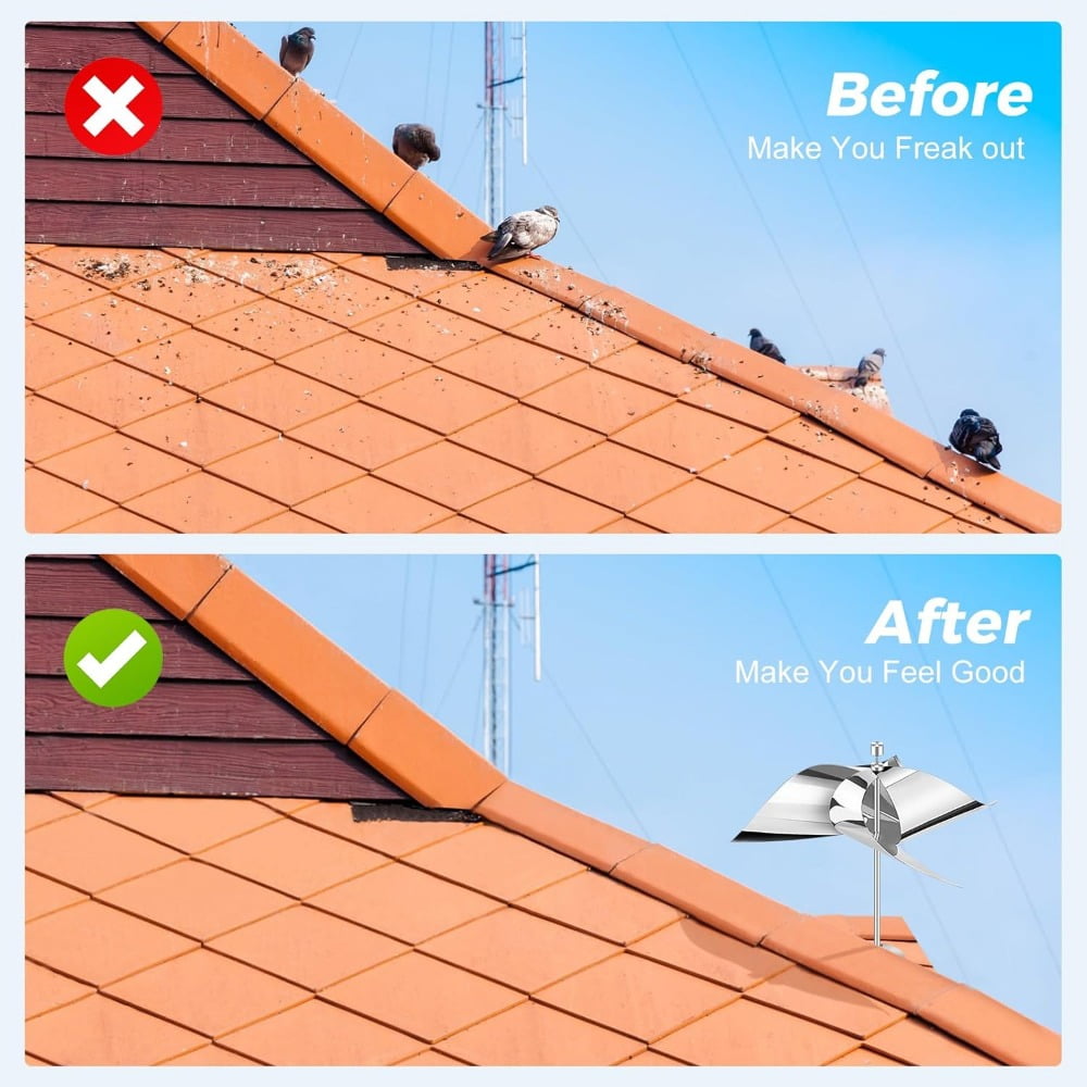 2 Pack Reflective Wind Powered Scare Devices, Upgraded Spinning Reflective Kites for Yard, Garden, Rooftop and Vegetable Gardens, All Birds Such as Woodpeckers and Pigeons Will Leave