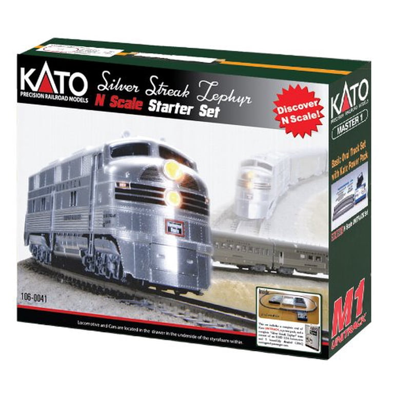 Kato KAT1060041 N CB & Q Silver Streak Zephyr Starter Model Train