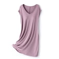 thumbnail image 3 of HomeGardon Nightgowns for Women,Summer Dresses Women's V Neck with Chest Cushion Solid Color Drawstring Loose and Comfortable Sleeveless Mid Length Nightgown Skirt, 3 of 5