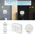 thumbnail image 3 of Adaptador de pared y extensor de enchufe BOLTGY de 3 salidas con luz nocturna LED, 3 of 7
