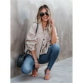 thumbnail image 4 of Chaqueta Corta de Larga con Botones para Mujer, con Dobladillo Sin Rematar y Bolsillos, para Invierno y Otoño Caqui M, 4 of 10