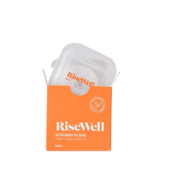 Hilo dental RiseWell Scrubby Natural, sin PFAS, 30 m