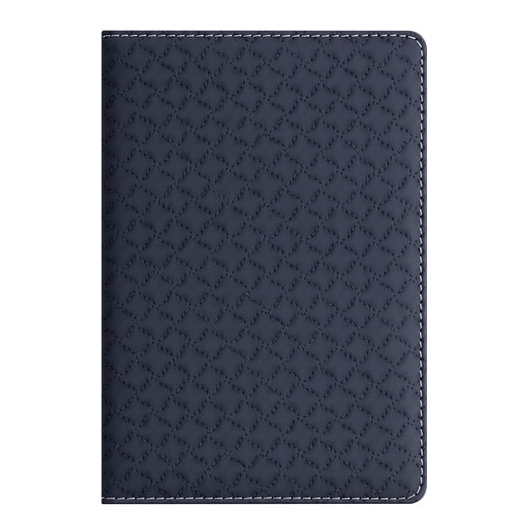 Navy Quilted Leather Business Notebook, Lay Flat Lined Journal with Ribbon Bookmark for Work, 8X6In, 1Pcs