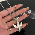 thumbnail image 3 of ZPAQI Stylish Neck Jewelry Stainless Steel Whale Pendant Necklace Sweater Chain, 3 of 9
