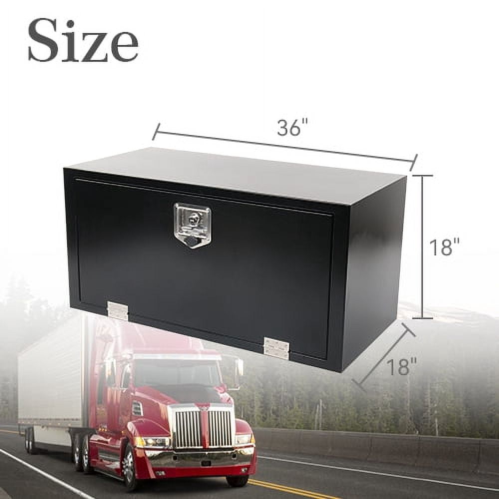FGJQEFG 36 Inch Steel Trailer Box Truck Tool Box for Trucks Beds RV ATV Pickup Black 36x18x18 Inch