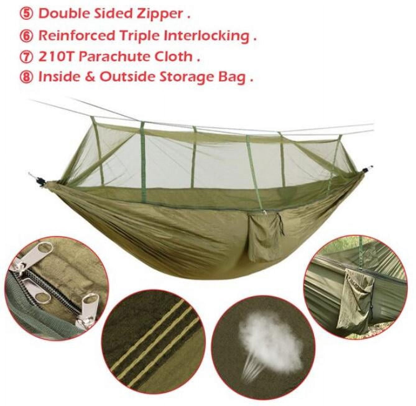 Portable Camping Hammock with Net, AYAMAYA 2 Person lightweight Nylon Hammock Tent Hold Up to 440lbs for Backpacking Hiking Travel