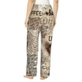 thumbnail image 3 of Picia Abstract Coffee Pattern With Letters Womens Soft Woven Cotton Elastic Waistband Sleep Pajama Pant Lounge Sleep Pant With Pockets And Drawstring-Small, 3 of 9