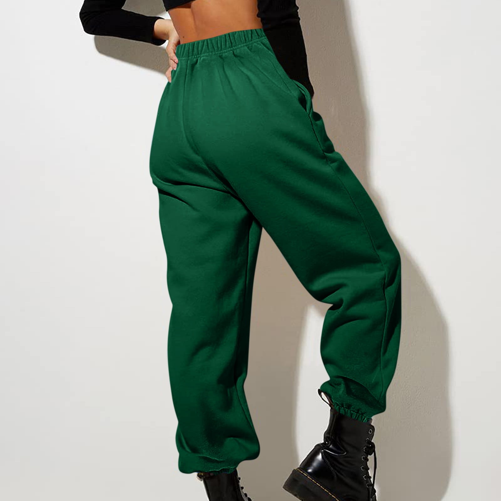 Susanny Womens Dark Green Sweatpants Straight Leg with