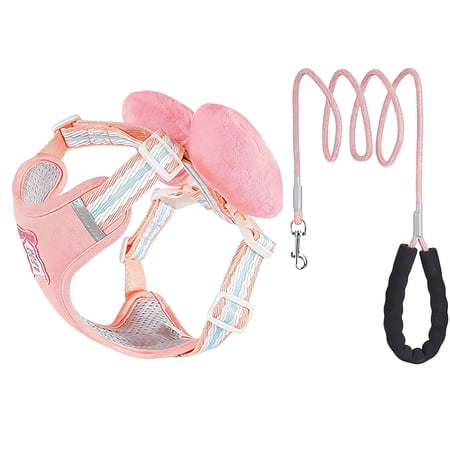 Slhenay Adjustable Bow Pet Ties Leash Vests Style for Small Dogs Breathable Mesh Padding 3D Wrapping No-Pull Anti-Choke Reflective Lightweight Pink