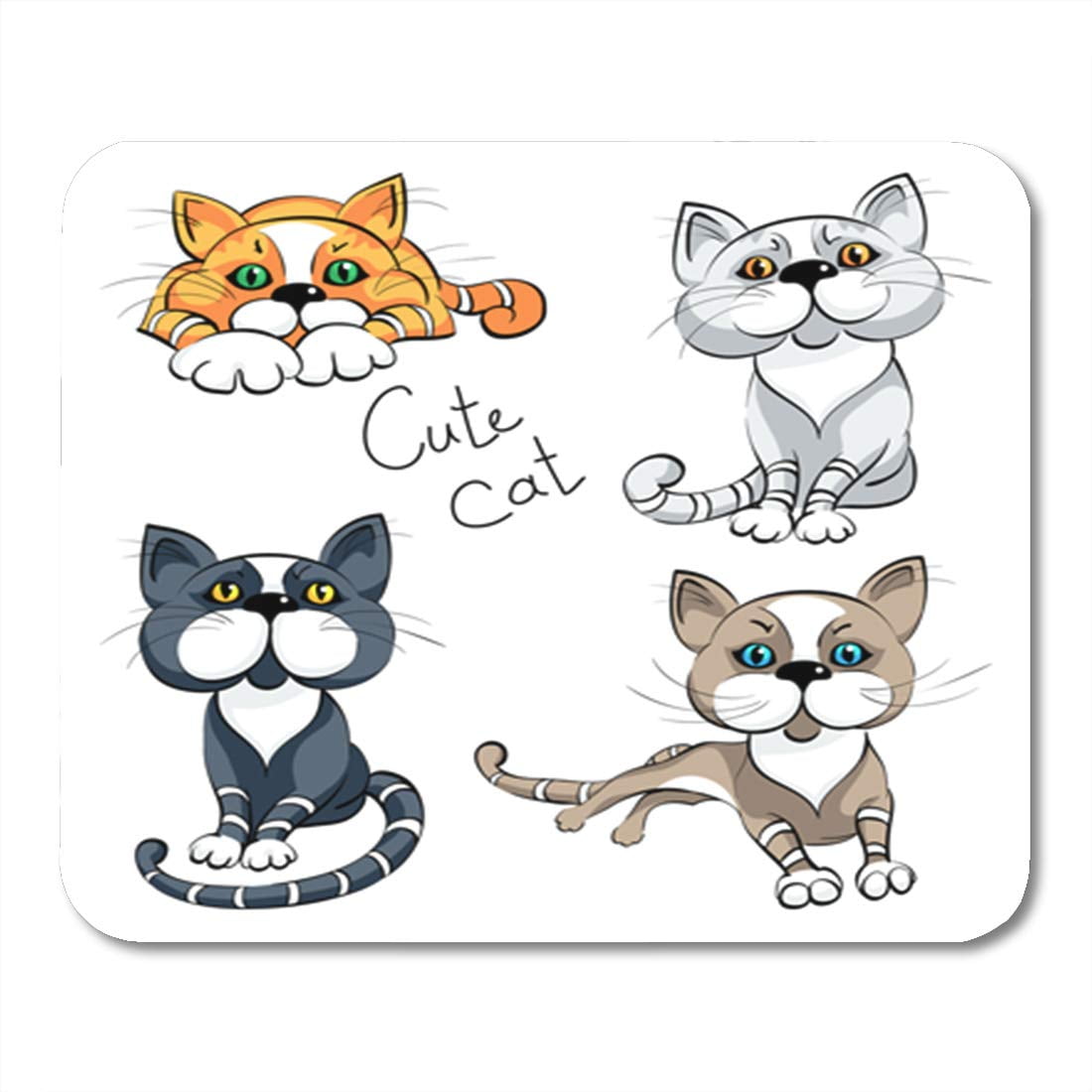 SIDONKU Gray Angry Persian Cat Face Cartoon Domestic Feline Funny Furry  Gloomy Mousepad Mouse Pad Mouse Mat 9x10 inch 