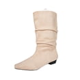 thumbnail image 3 of Willtoo Women's Slouchy Knee High Boots, Pointed Toe Low Heel Pull On Tall Faux Suede Boots, Ruched Wide Calf Fall Winter Dress Boots, 3 of 6
