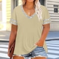 thumbnail image 2 of Sexlip Women's T-Shirt Summer V-Neck Short Sleeve Loose Fit Great for Layering Comfortable Wear Suitable for Spring Weather Yellow S, 2 of 6