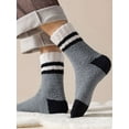 thumbnail image 4 of Spencer 2 Pack Men Fuzzy Socks Warm Winter Soft Fluffy Cozy Slipper Fleece Socks Striped Socks for Men, Coffee, 4 of 10