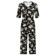 thumbnail image 5 of Edvintorg Womens Jumpsuit with Pocket Vintage Floral Printed Short Sleeve V Neck Back Zipper Wide Leg Jumpsuit Pants Summer Casual Overalls for Women, 5 of 5