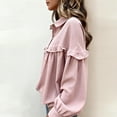 thumbnail image 2 of Women Button Down Dressy Shirts Collared Puff Long Sleeve Ruffle Tops Ladies Fall Elegant Casual Fashion Work Shirt S-XXL, 2 of 5