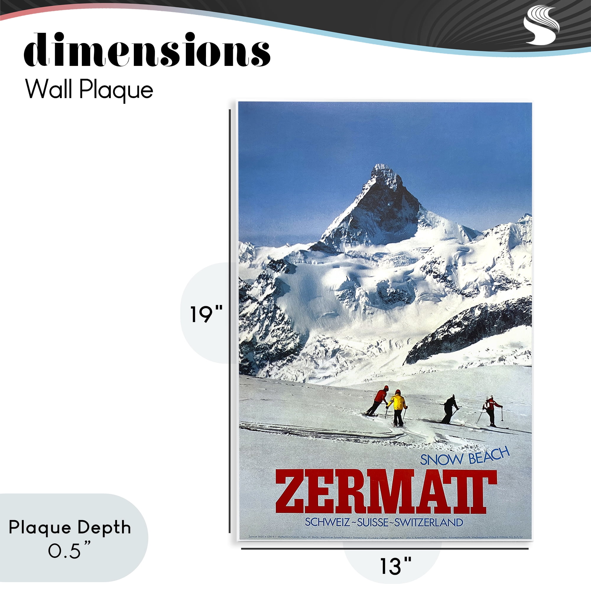 Stupell Industries Zermatt Snow Beach Wall Plaque Art, design by Vintage Posters