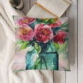 thumbnail image 3 of YINGXI  Vintage Floral Pillow Covers Decorative Throw Pillow Case Rose Flowers Leaves Vase Lettering Painting Pillowcase Cushion Cover for Sofa Bedroom (Rose Flowers Leaves Vase) 20x20in, 3 of 5