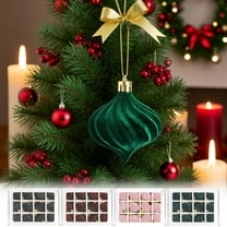 Axiiglly 12Pcs Christmas Tree Decorations Onions Shaped, 3.15" Velvet Shatterproof Christmas Balls Set Xmas Hanging Decor Ornaments for Christmas Trees, Home Holiday Party Indoor Outdoor Decor-Pink