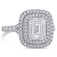 Double Halo Emerald Cut Diamond Engagement Ring Split Shank E32 ...