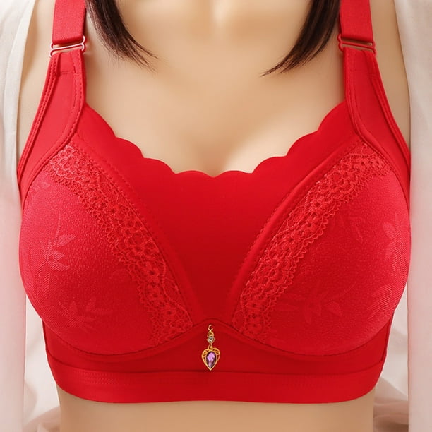 jovati Womens Lace Sexy Comfortable Breathable Anti-exhaust Printing  Non-Wired Bra