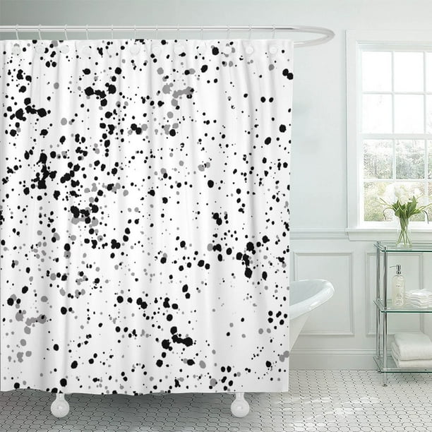 Pknmt Speckles Drops Of Paint Small Abstract Monochrome Black Shower Curtain 60x72 Inches Com - Painting Shower Curtain Rod