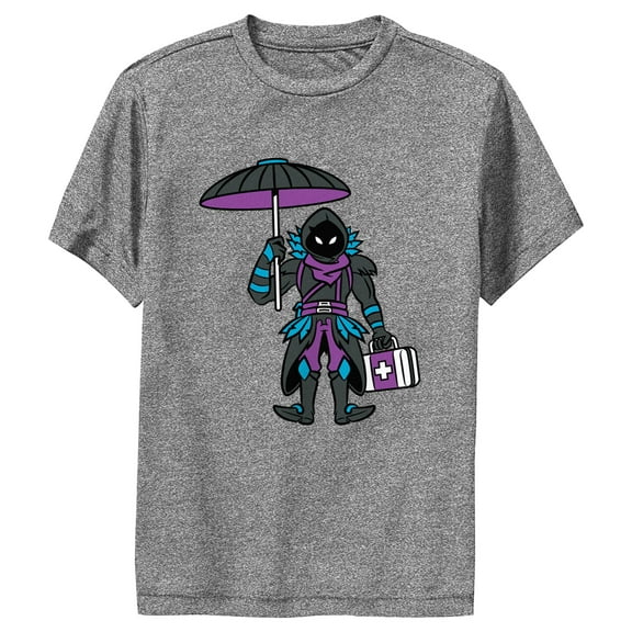 Boy's Fortnite Raven Float On  Performance Graphic Tee Charcoal Heather Medium