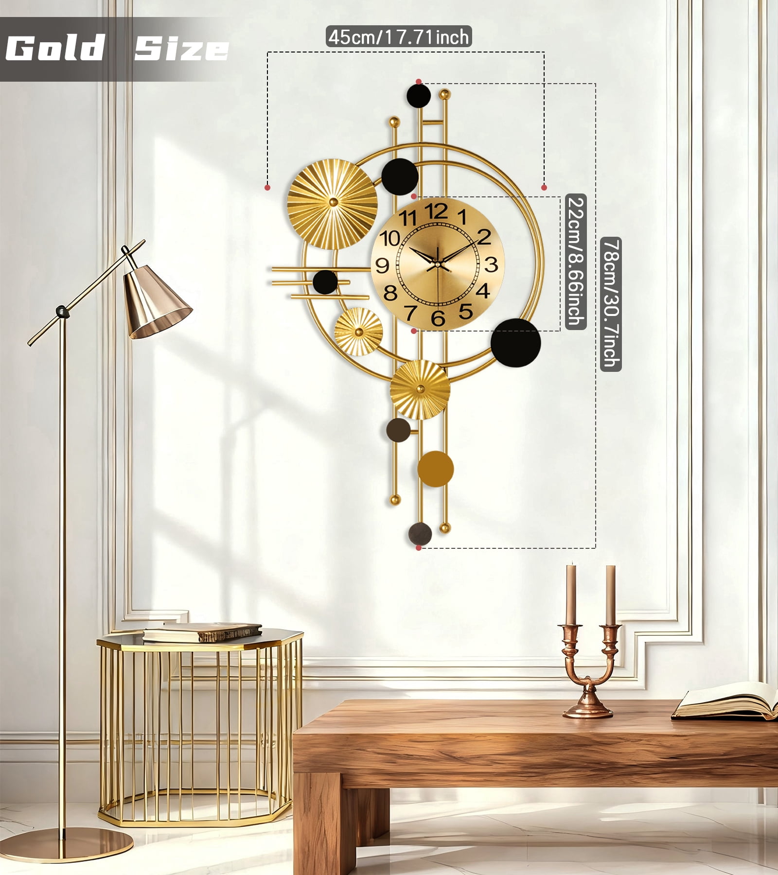 Wall Clock,30" Large Wall Clock, Modern Clocks for Living Room, Geometric Design - Silent Wall Clock, Battery Operated, for Living Room,Bedroom,Kitchen,Study or Entryway Decor