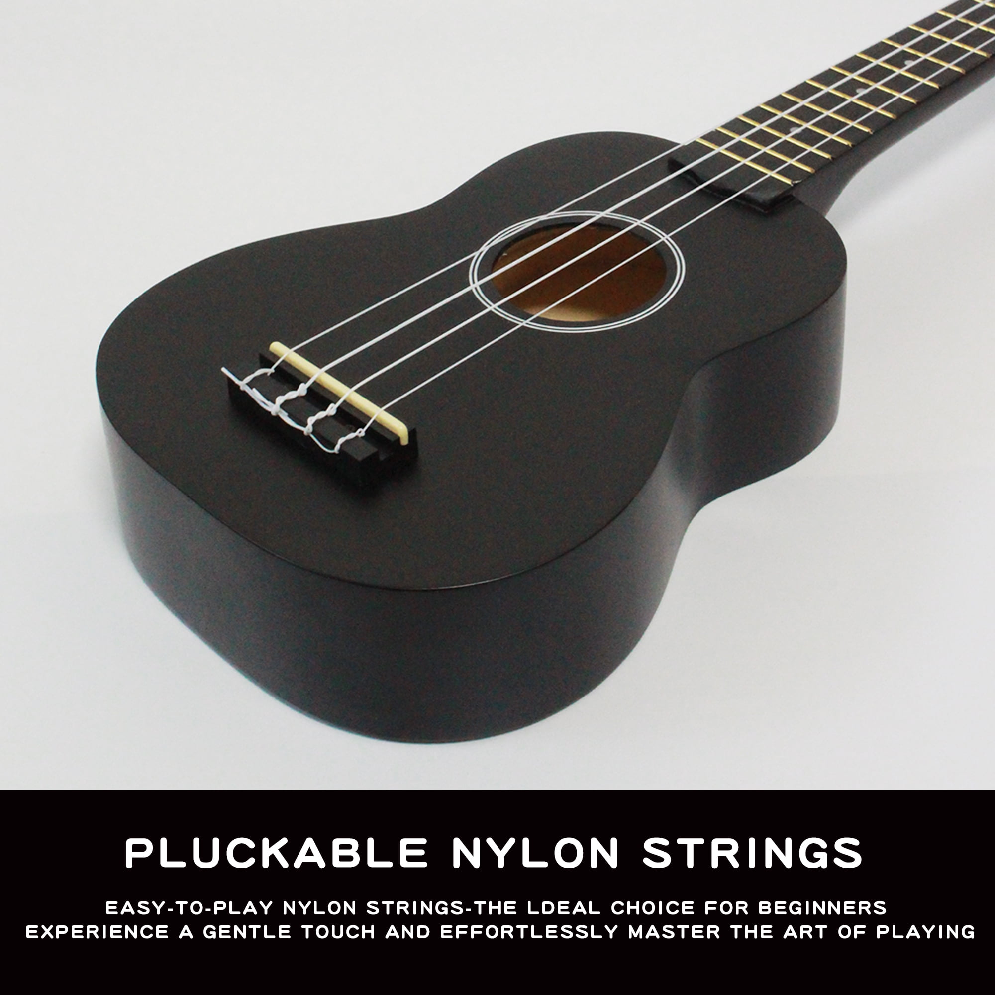 Likegreen Ukulele 21 inch Beginning Kit for Beginner Kids Students with Free Gig Bag, Strap, Nylon String, Picks, Clip-on Tuner Colorful Gift Black