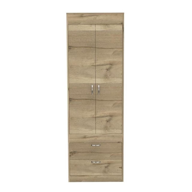 Tuhome Furniture Lisboa Armoire de Chambre en Bois d'Ingénierie, Chêne Clair/noir