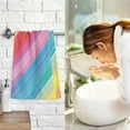 thumbnail image 7 of Cotton Bath Towels Soft Face Towel Absorbent Quick Dry Rainbow Lines 16"x28", 7 of 7