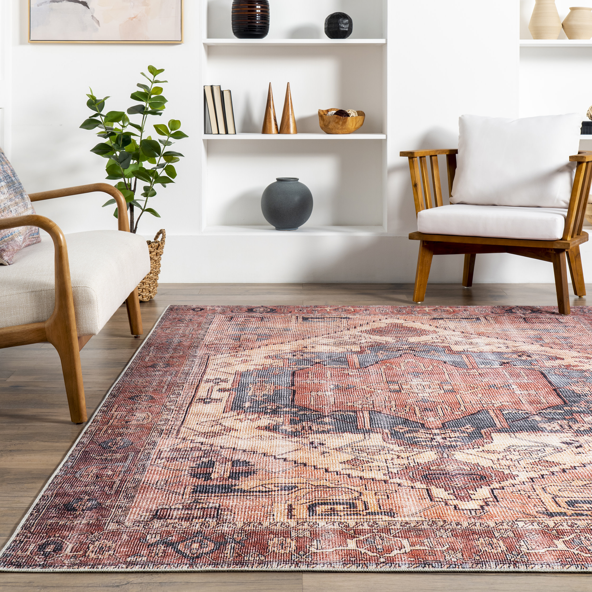 nuLOOM Leslie Transitional Printed Area Rug, 4' x 6', Peach