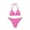 Pink, variant on WREESH Womens Two Piece Swimsuit Halter Bikini Set Fashion Solid Bikini Push-Up Padded Swimsuit Set Beach Bathing Suit Yellow