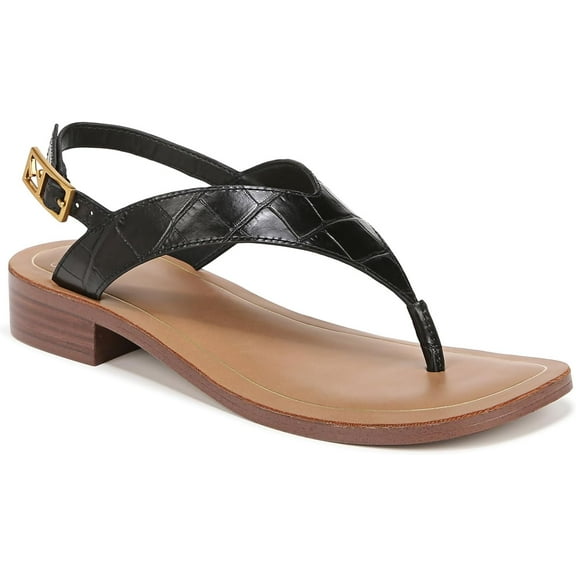 Franco Sarto Women's Iris Ankle Strap Thong Sandal Black Croco 7.5M