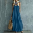 thumbnail image 2 of VBVC Women's Cotton Linen Spaghetti Strap Maxi Dress , Summer Casual Long Dress For Women , Ladies' Loose Fit Beach Vacation Dress with Pockets,Navy,S-2XL, 2 of 7