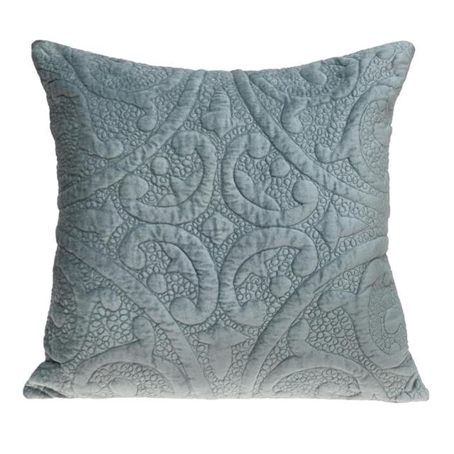 HomeRoots 402850 Seafoam Gray Quilted Velvet Square Throw Pillow