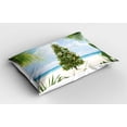 thumbnail image 2 of Ambesonne Christmas Pillow Sham, Holiday Party Tree, 26" X 20", Green Blue Cream, 2 of 2