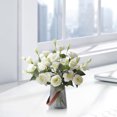 thumbnail image 1 of Flores artificiales de Eustoma 4 tallos | Arreglo floral de simulación de seda realista | Pétalos de alta simulación multibrazo | Para la decoración de bodas en la oficina en casa | 28.35 pulgadas, 1 of 6