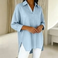 thumbnail image 5 of Luvrsol Dressy Tops for Women Solid Tunic Length Long Sleeve Top Soft Cotton Loose Casual Outfits S-2XL, 5 of 5