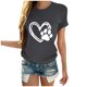 thumbnail image 2 of Fiudx Camisetas para Mujer Moda Mujer Casual Cuello Redondo Impresión Blusa Manga Corta Camiseta Verano Tops, 2 of 5