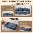 thumbnail image 5 of Walsunny 2-in-1 Convertible Futon Sofa Bed, Boneless Foldable Sofa Bed, Lazy Sleeper Sofa Couch, Memory Foam Folding Couch for Living Room, Bedroom, Blue, 5 of 10