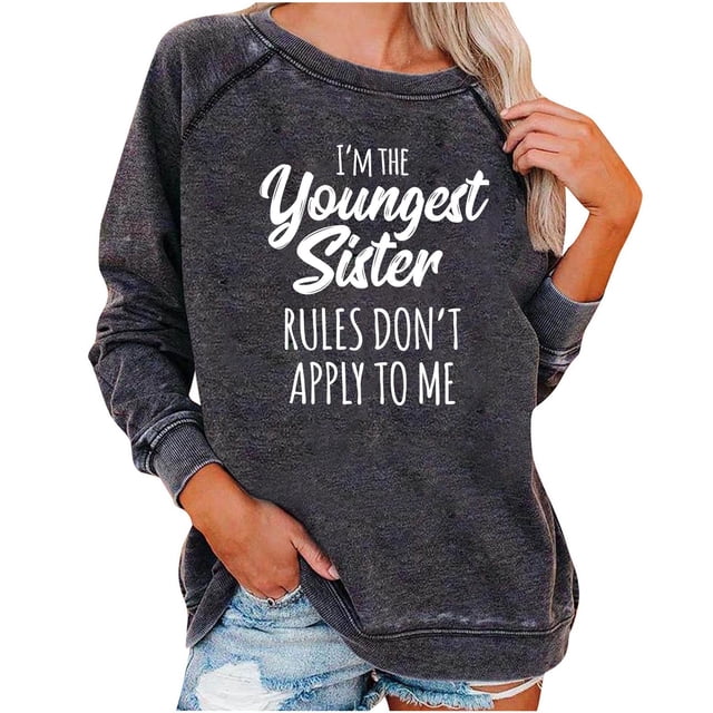 CEHVOM Femmes Hiver Aguichant Col Rond Manches Longues Hauts avec Poche Imprimé Régulier Chandail Sans Capuche Blouse Liquidation