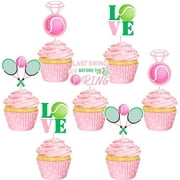 Tennis Bachelorette Party Decorations, 24pcs Last Swing Before The Ring Cupcake Toppers Tennis Cake Decorations for Woman Wedding Sport Bridal Shower Engagement Party Supplies