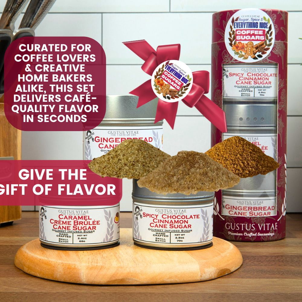 Coffee Sugars: Sugar, Spice & Everything Nice | Gift Pack Set of 3  | Gustus Vitae