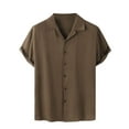 thumbnail image 2 of Leesechin Men's Hawaiian Solid Color Shirts Short Sleeve Button Down Tropical Summer Beach Shirts Khaki M, 2 of 9