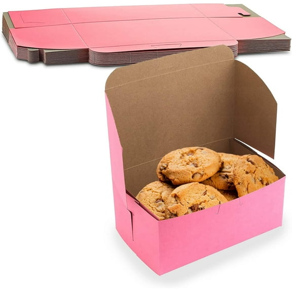 MT Products Pink Cookie Boxes 7" x 5" x 3" - Bakery Boxes No-Window - Pack of 25