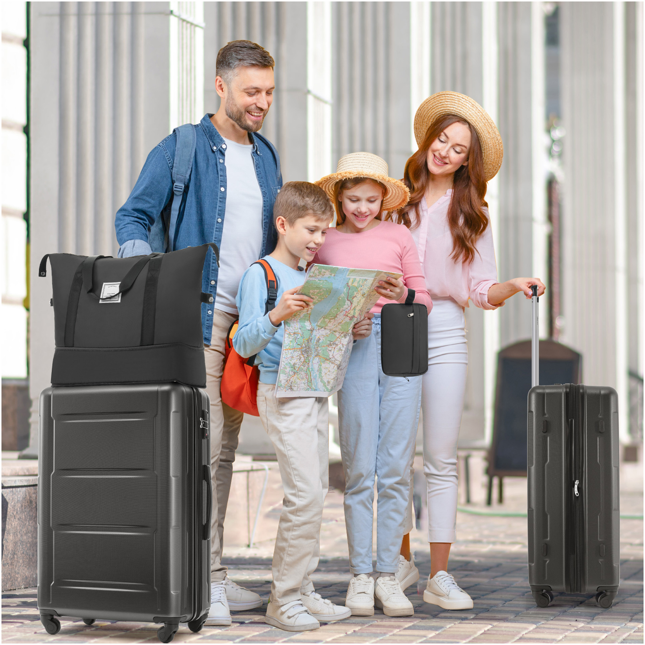 JERFIT 2-Piece Expandable Hard Shell Spinner Luggage Set, TSA Lock, Lightweight ABS Suitcases, 20" & 28" Carry On Check in, Dark Gray