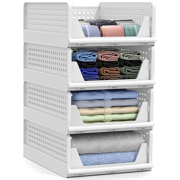 Sorbus 4-Shelf Closet Organizer, White, 4 Count, 4 Pack