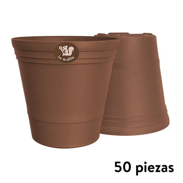 Kit 20 Macetas redondas de plástico La Ardilla para exterior e Interior (Ladrillo)