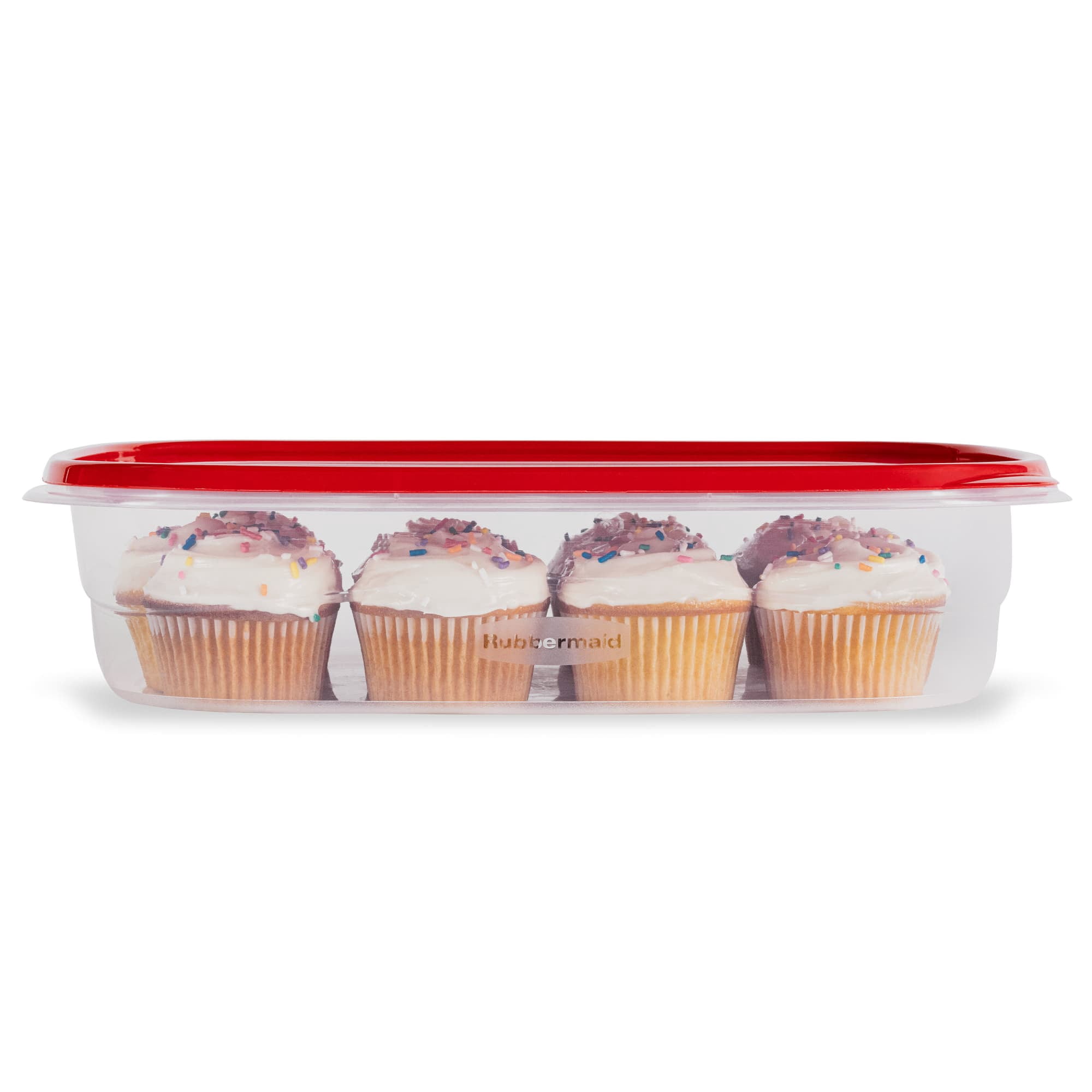 Rubbermaid TakeAlongs, 1 Gallon, 2 Packs, Red, Large Rectangular Plastic Food Storage Containers